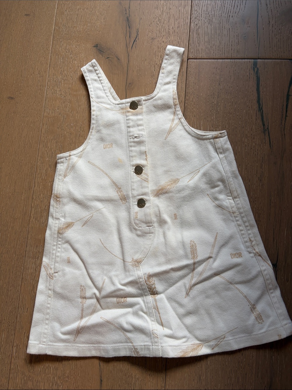 Dior Denim Cream and Tan Printed Cotton dress